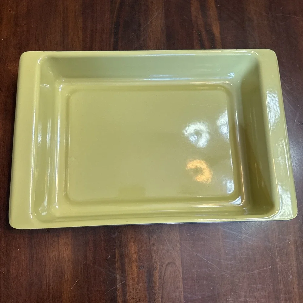 Cathrineholm Enamelware Lotus Baking Pan Green Lasanga Casserole Rectangular